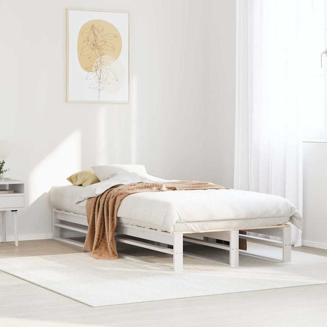 Vidaxl bedframe zonder matras massief grenenhout wit 75x190 cm
