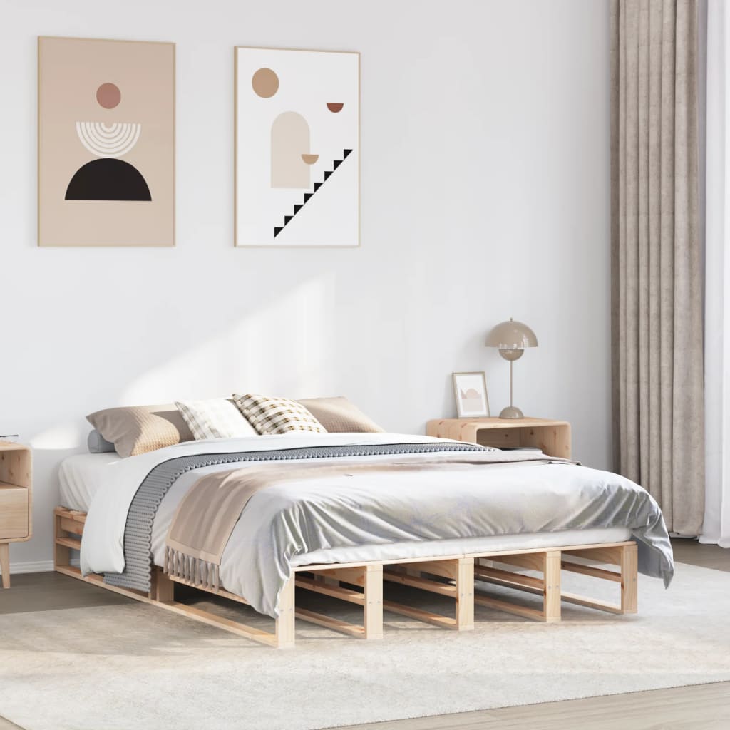 Vidaxl bedframe zonder matras massief grenenhout 135x190 cm