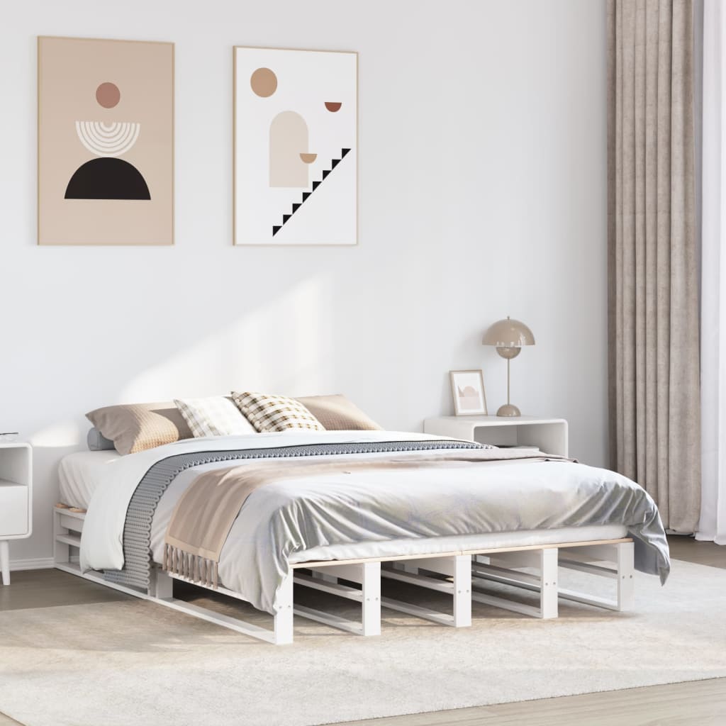 Vidaxl bedframe zonder matras massief grenenhout wit 135x190 cm