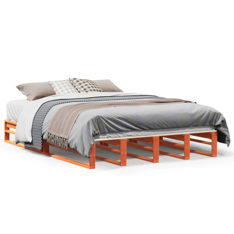 Vidaxl bedframe zonder matras massief grenenhout wasbruin 135x190 cm