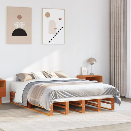 Vidaxl bed met matras massief grenenhout wasbruin 140x190 cm