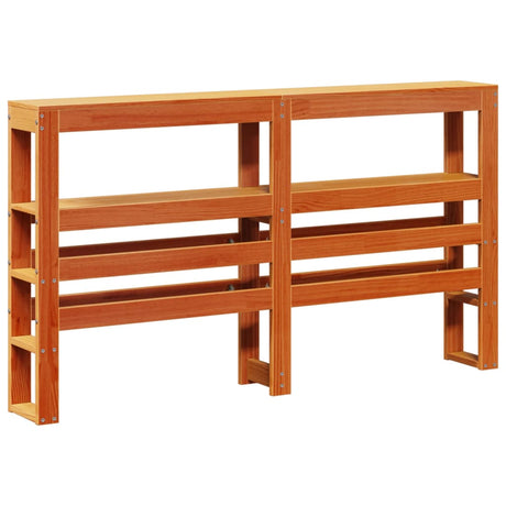 Vidaxl hoofdbord met schappen 120 cm massief grenenhout wasbruin