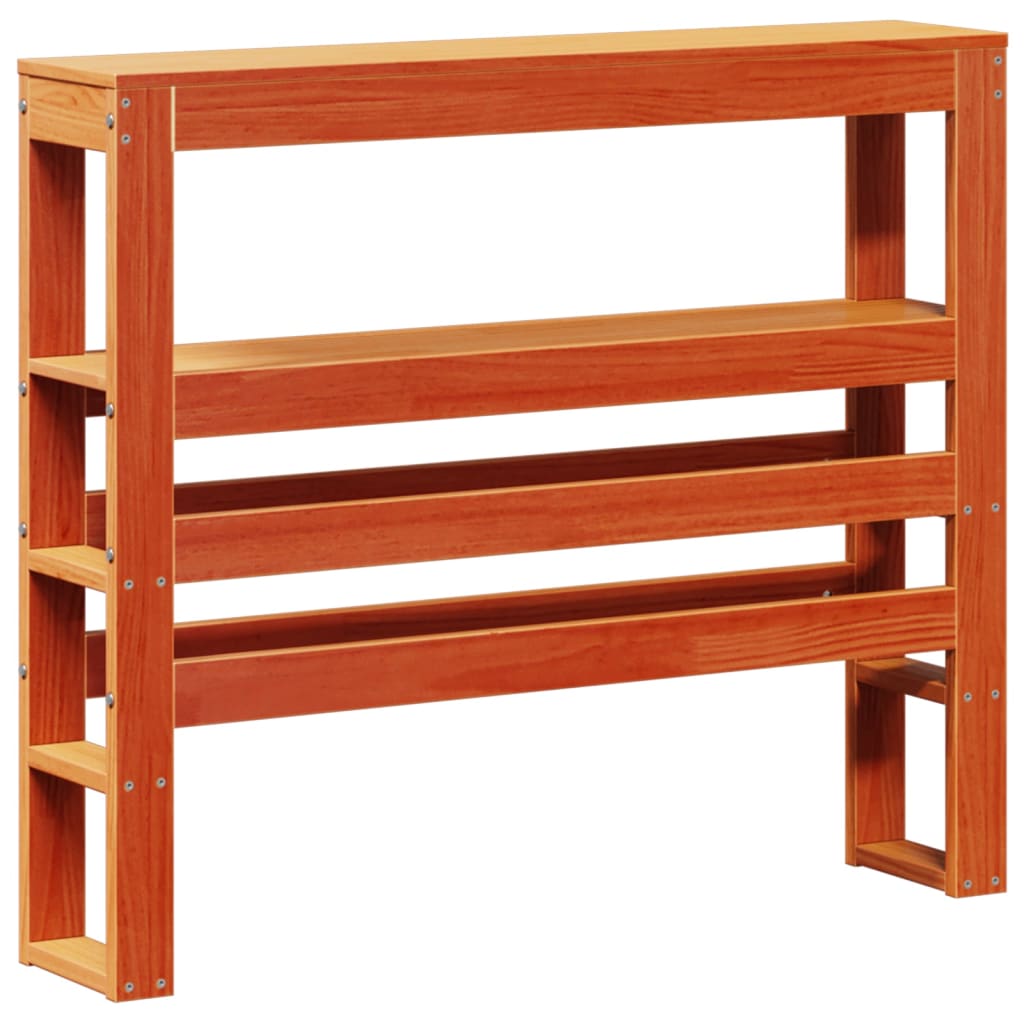 Vidaxl hoofdbord met schappen 75 cm massief grenenhout wasbruin
