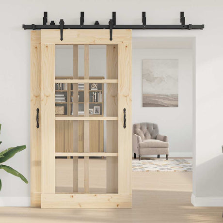 Vidaxl doos met onderdelen voor schuifdeur 213,5 cm staal zwart