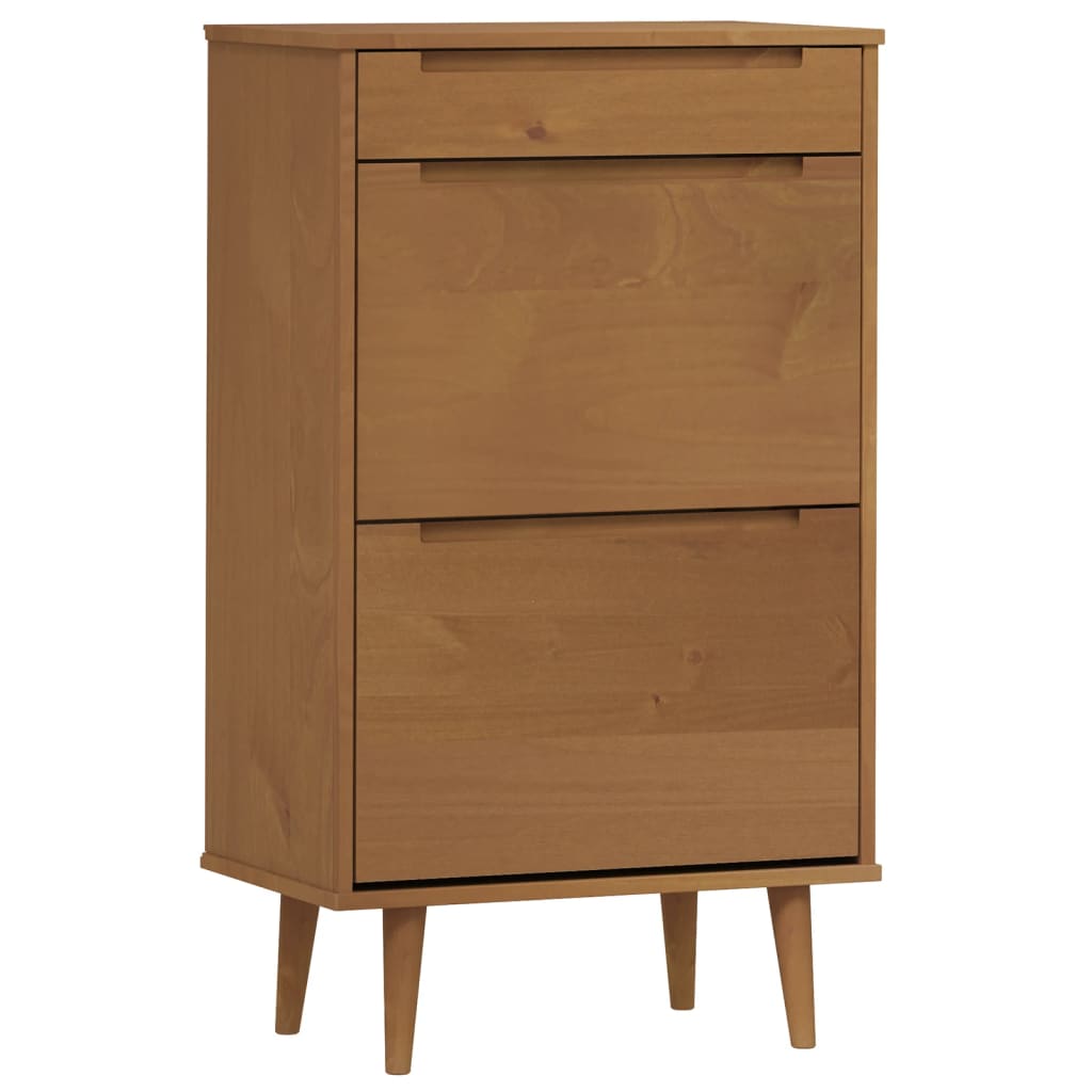 Armoire à chaussures vidaxl moude 59.5x35x103 cm en pin massif brun