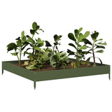 Vidaxl plantenbak verhoogd 100x100x18,5 cm staal olijfgroen