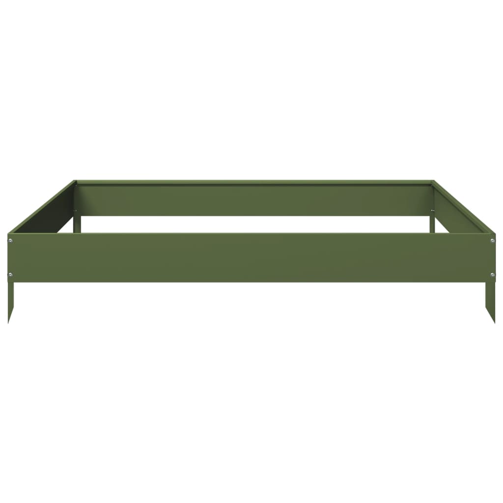 Vidaxl plantenbak verhoogd 100x100x18,5 cm staal olijfgroen