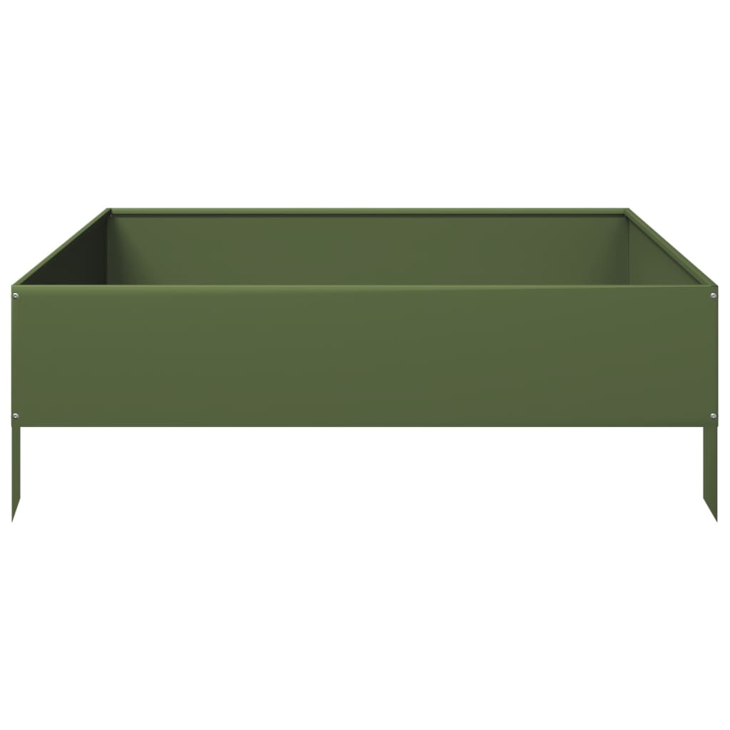 Vidaxl plantenbak verhoogd 100x100x33,5 cm staal olijfgroen