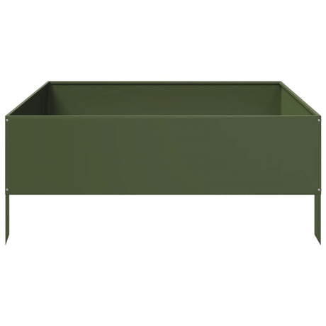 Vidaxl plantenbak verhoogd 100x100x41 cm staal olijfgroen
