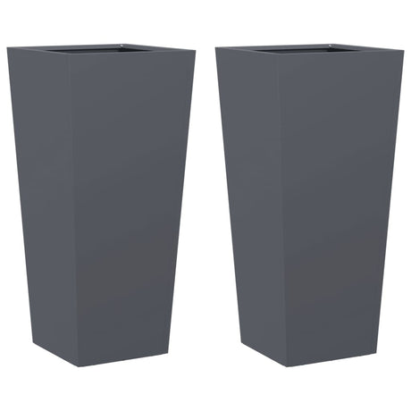 Vidaxl plantenbakken 2 st 35x35x75 cm staal antracietkleurig