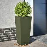 Vidaxl plantenbakken 2 st 35x35x75 cm staal olijfgroen