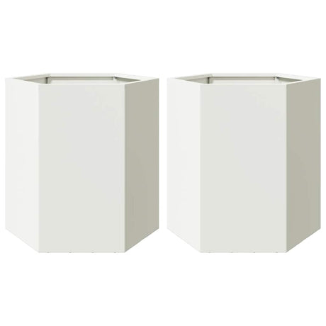 Vidaxl plantenbakken 2 st zeshoek 46x40x45 cm staal wit