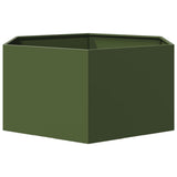 Vidaxl plantenbak zeshoek 104x90x45 cm staal olijfgroen