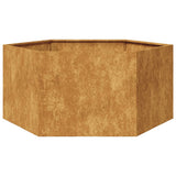 Vidaxl plantenbak zeshoek 104x90x45 cm weervast staal