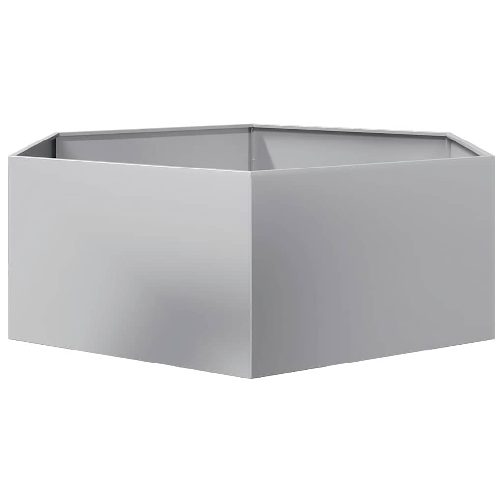 Vidaxl plantenbak zeshoek 138x120x45 cm gegalvaniseerd staal