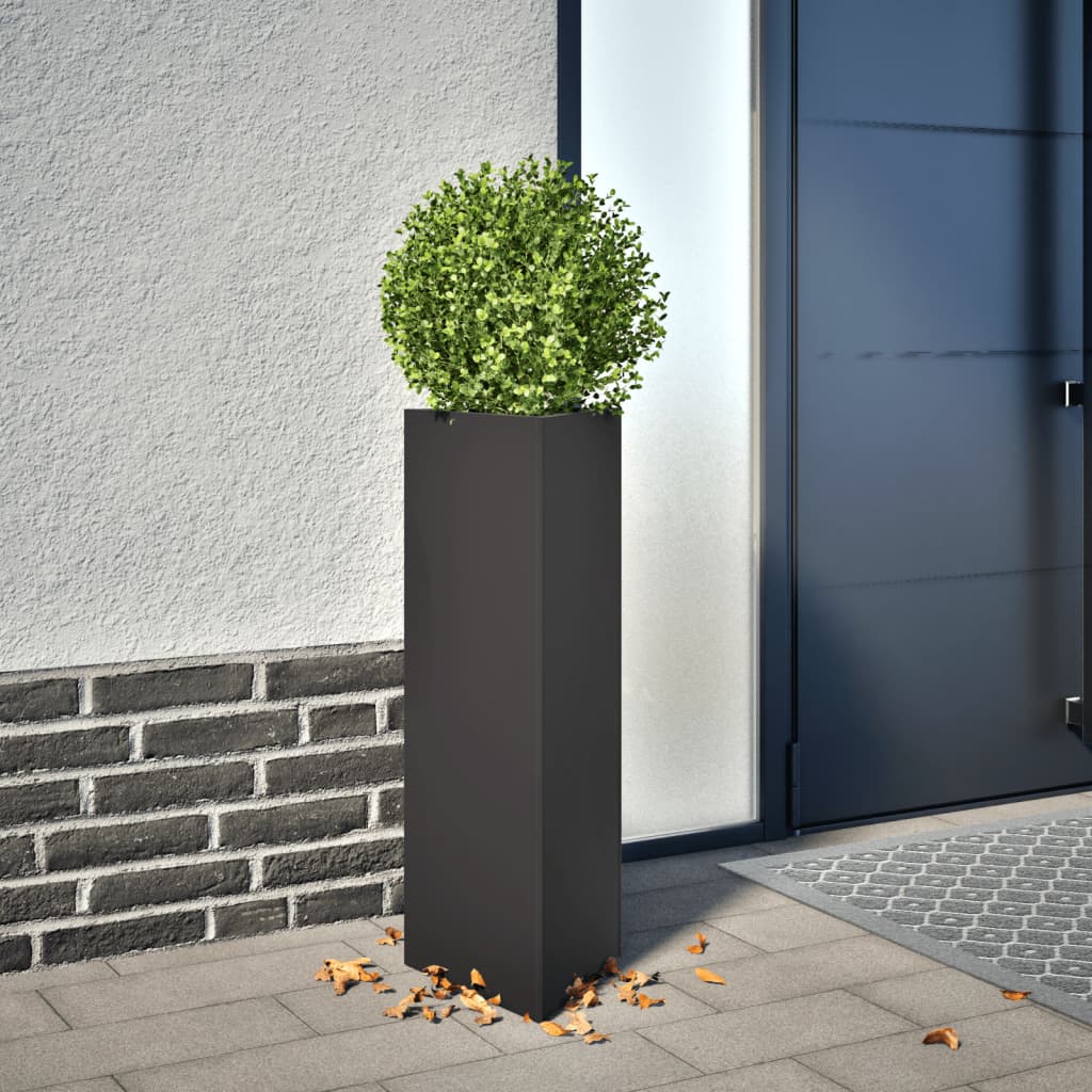 Vidaxl plantenbak driehoek 30x26x75 cm staal zwart