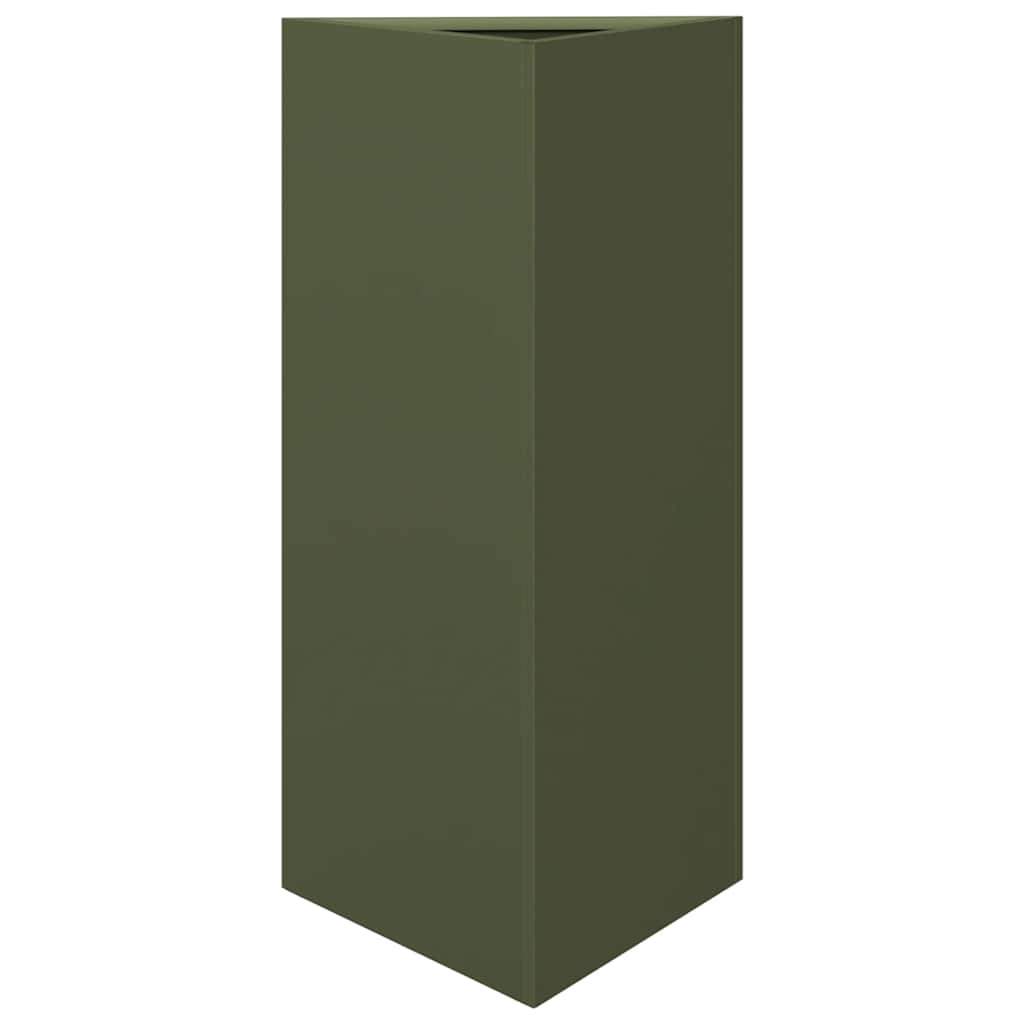 Vidaxl plantenbak driehoek 40x34,5x75 cm staal olijfgroen
