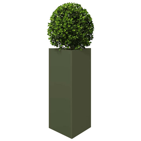 Vidaxl plantenbak driehoek 40x34,5x75 cm staal olijfgroen
