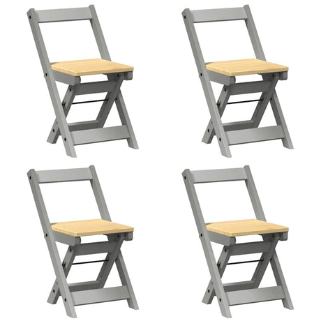 Vidaxl klapstoelen 4 stuks corona grijs massief grenenhout