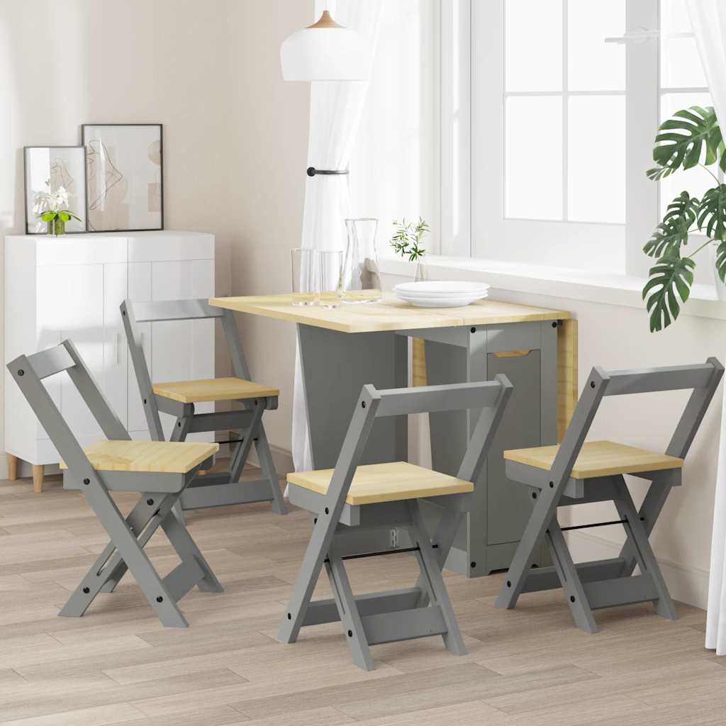 Vidaxl klapstoelen 4 stuks corona grijs massief grenenhout