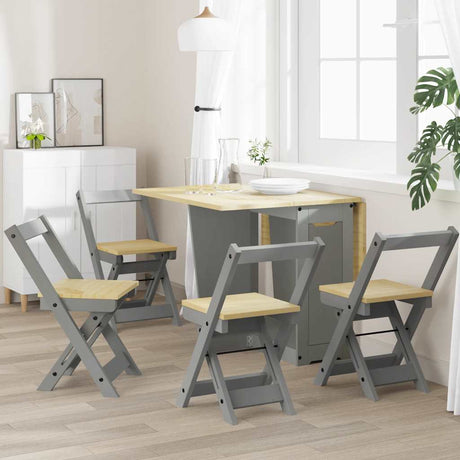 Vidaxl klapstoelen 4 stuks corona grijs massief grenenhout