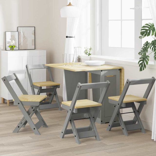 Vidaxl klapstoelen 4 stuks corona grijs massief grenenhout