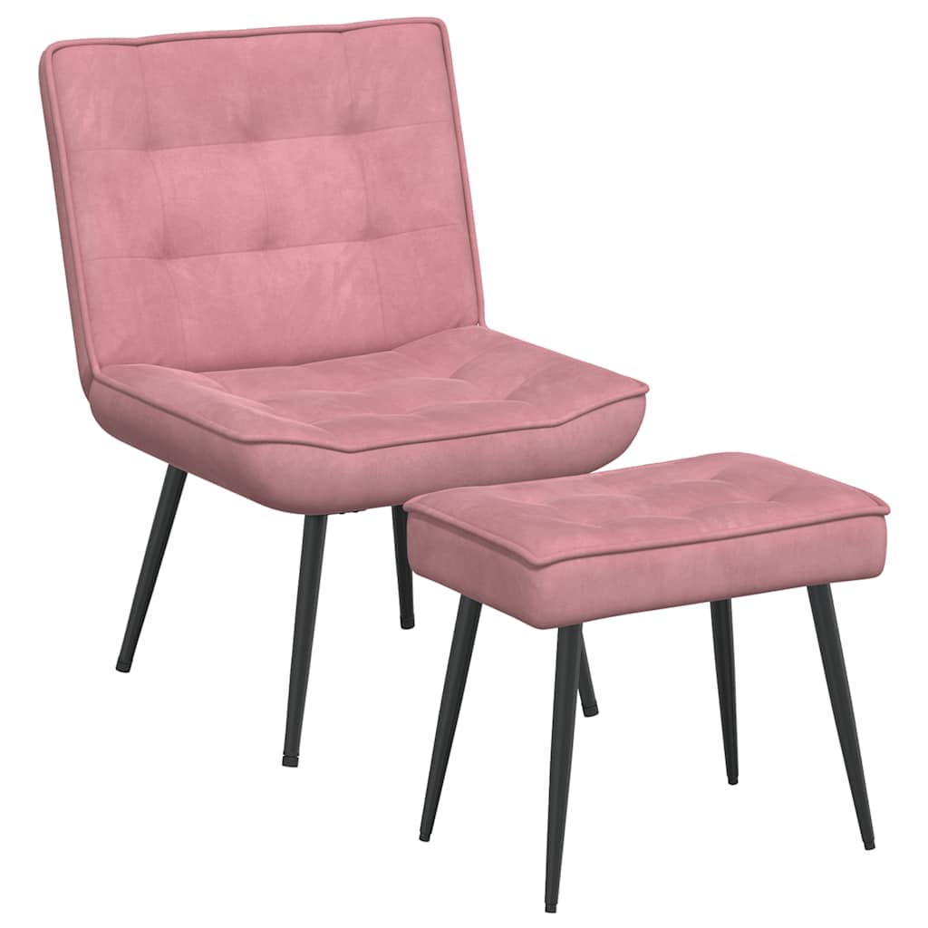 Vidaxl relaxstoel met voetenbank fluweel roze