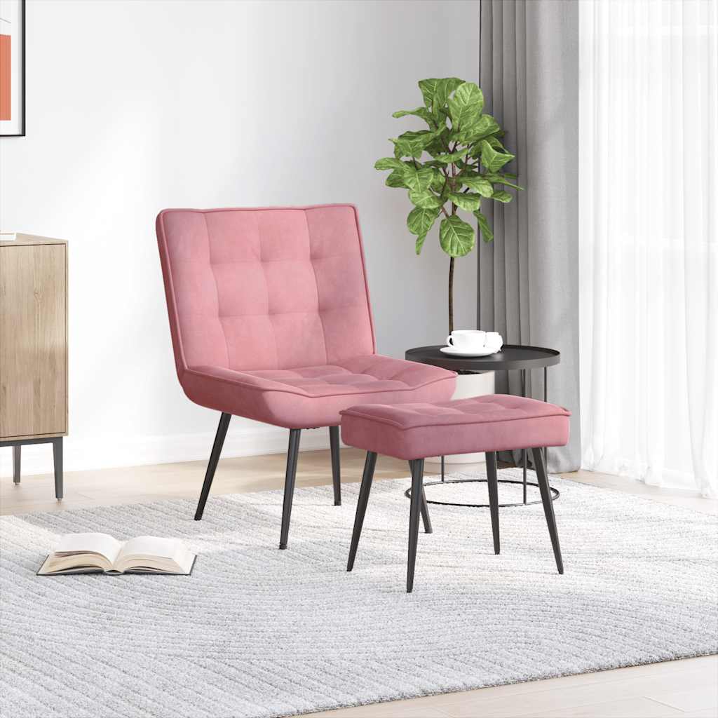 Vidaxl relaxstoel met voetenbank fluweel roze