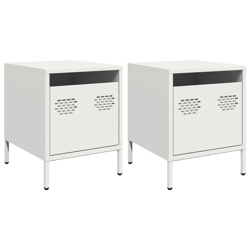 Vidaxl nachtkastjes 2 st 35x39x43,5 cm staal wit