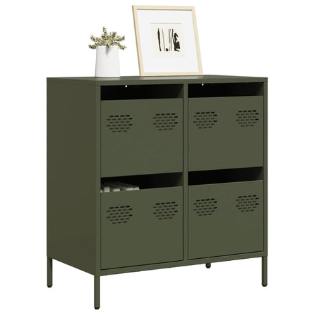 Vidaxl dressoir 68x39x73,5 cm koudgewalst staal olijfgroen