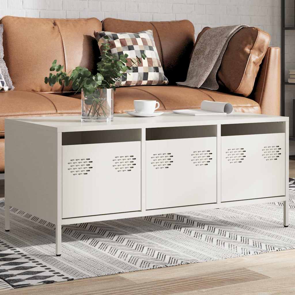 Vidaxl salontafel 101,5x50x43,5 cm koudgewalst staal wit