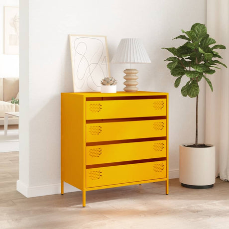 Vidaxl dressoir 68x39x73,5 cm koudgewalst staal mosterdgeel