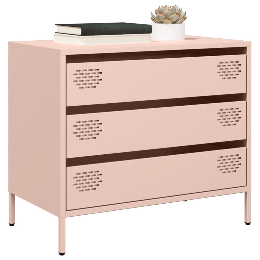 Vidaxl dressoir 68x39x58,5 cm koudgewalst staal roze