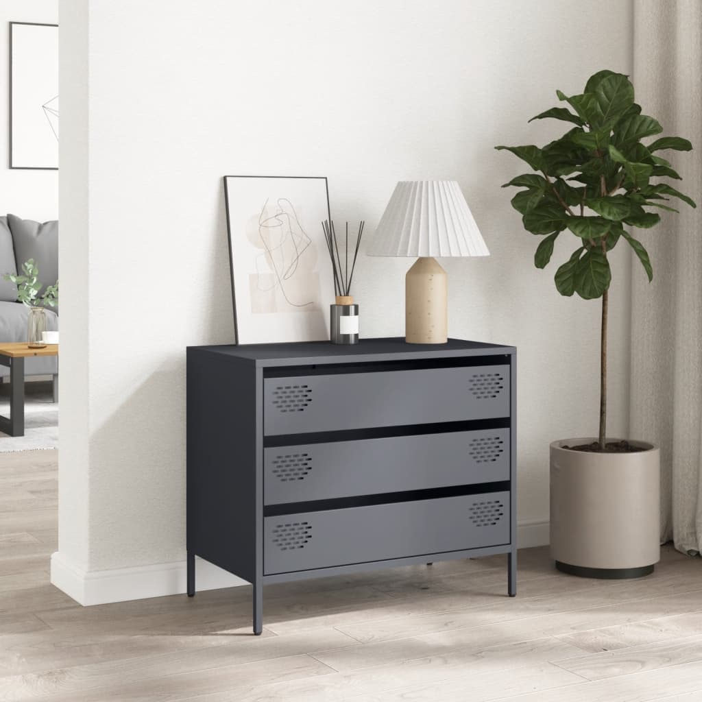 Vidaxl dressoir 68x39x58,5 cm koudgewalst staal antracietkleurig