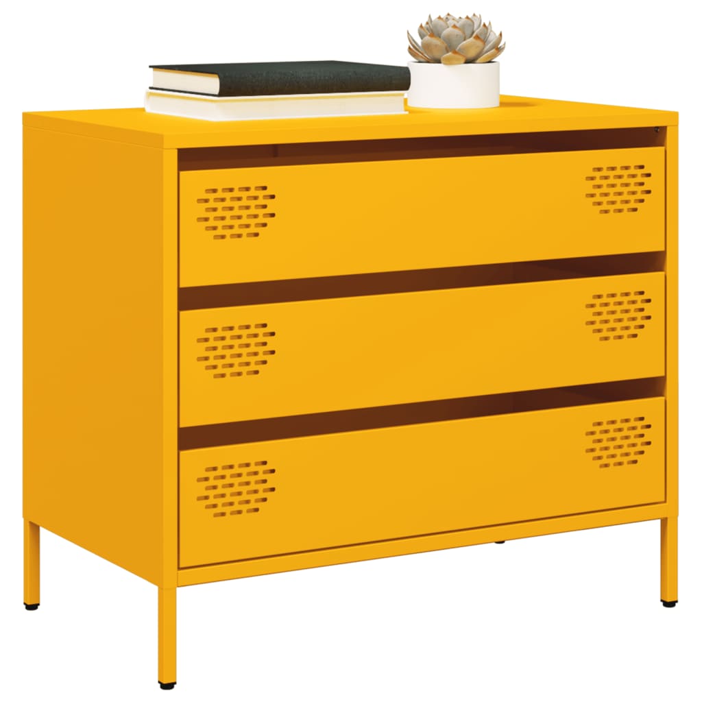 Vidaxl dressoir 68x39x58,5 cm koudgewalst staal mosterdgeel