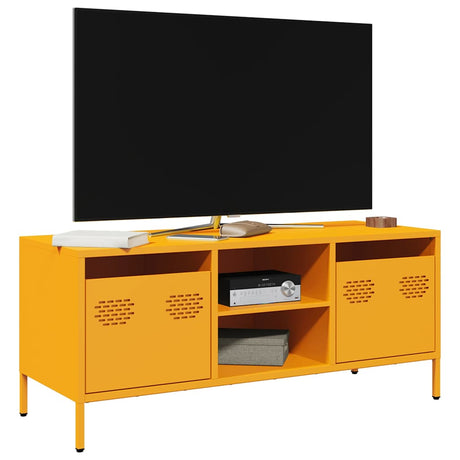 Vidaxl tv-meubel 101,5x39x43,5 cm koudgewalst staal mosterdgeel