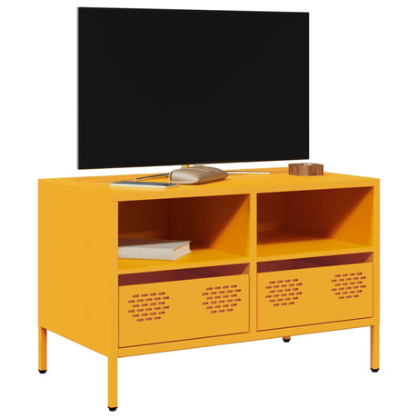 Vidaxl tv-meubel 68x39x43,5 cm koudgewalst staal mosterdgeel