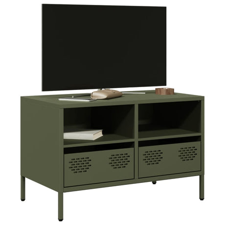 Vidaxl tv-meubel 68x39x43,5 cm koudgewalst staal olijfgroen