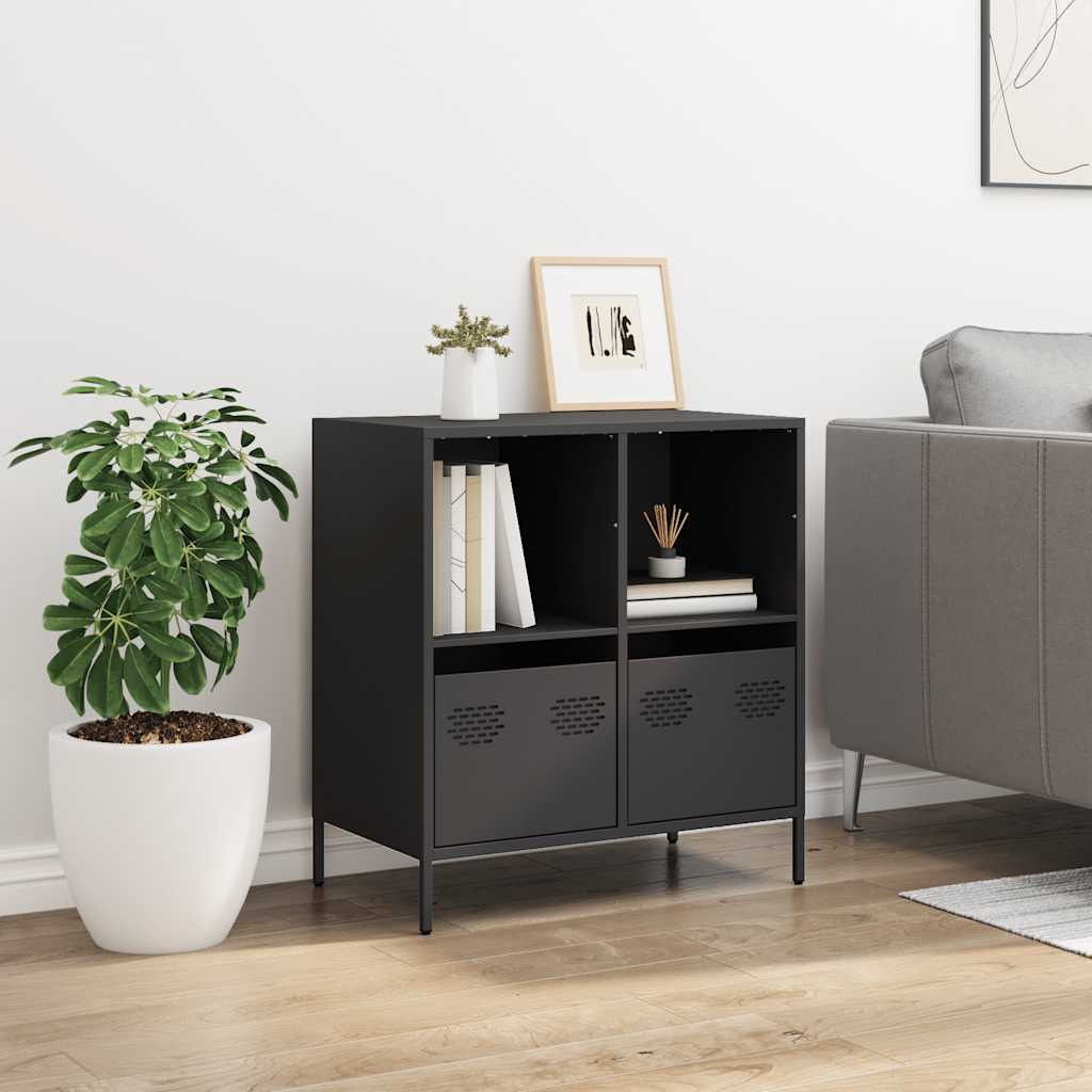 Vidaxl dressoir 68x39x73,5 cm koudgewalst staal zwart