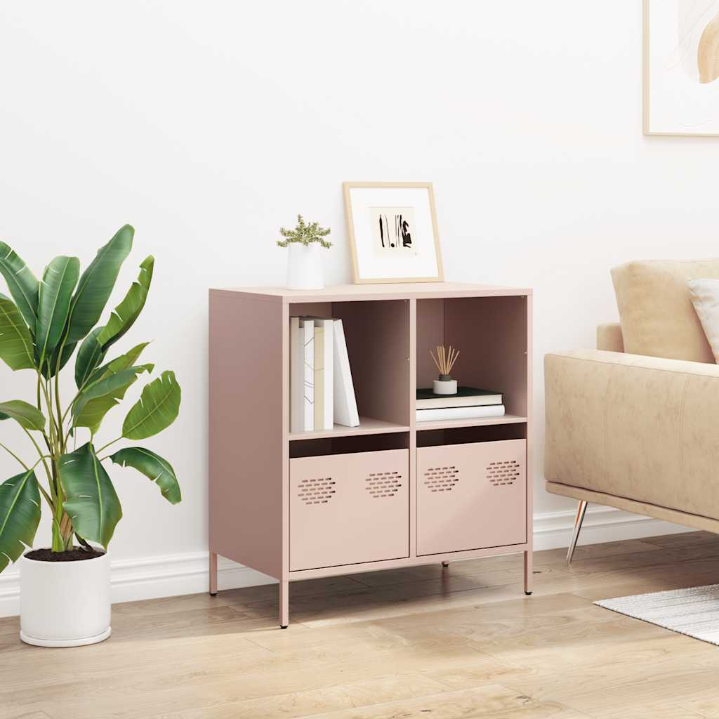 Vidaxl dressoir 68x39x73,5 cm koudgewalst staal roze