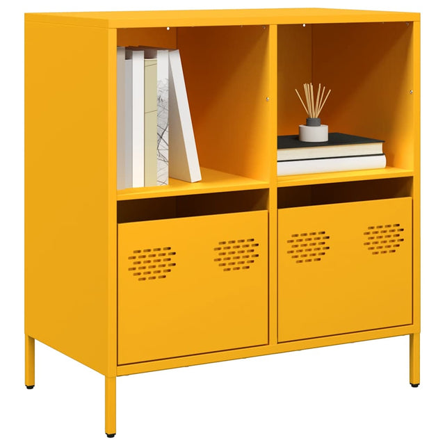 Vidaxl dressoir 68x39x73,5 cm koudgewalst staal mosterdgeel