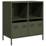 Vidaxl dressoir 68x39x73,5 cm koudgewalst staal olijfgroen