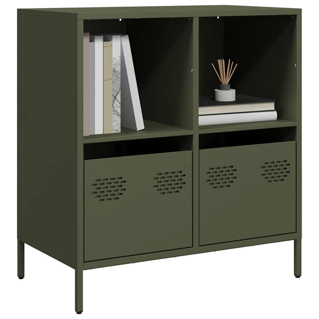 Vidaxl dressoir 68x39x73,5 cm koudgewalst staal olijfgroen