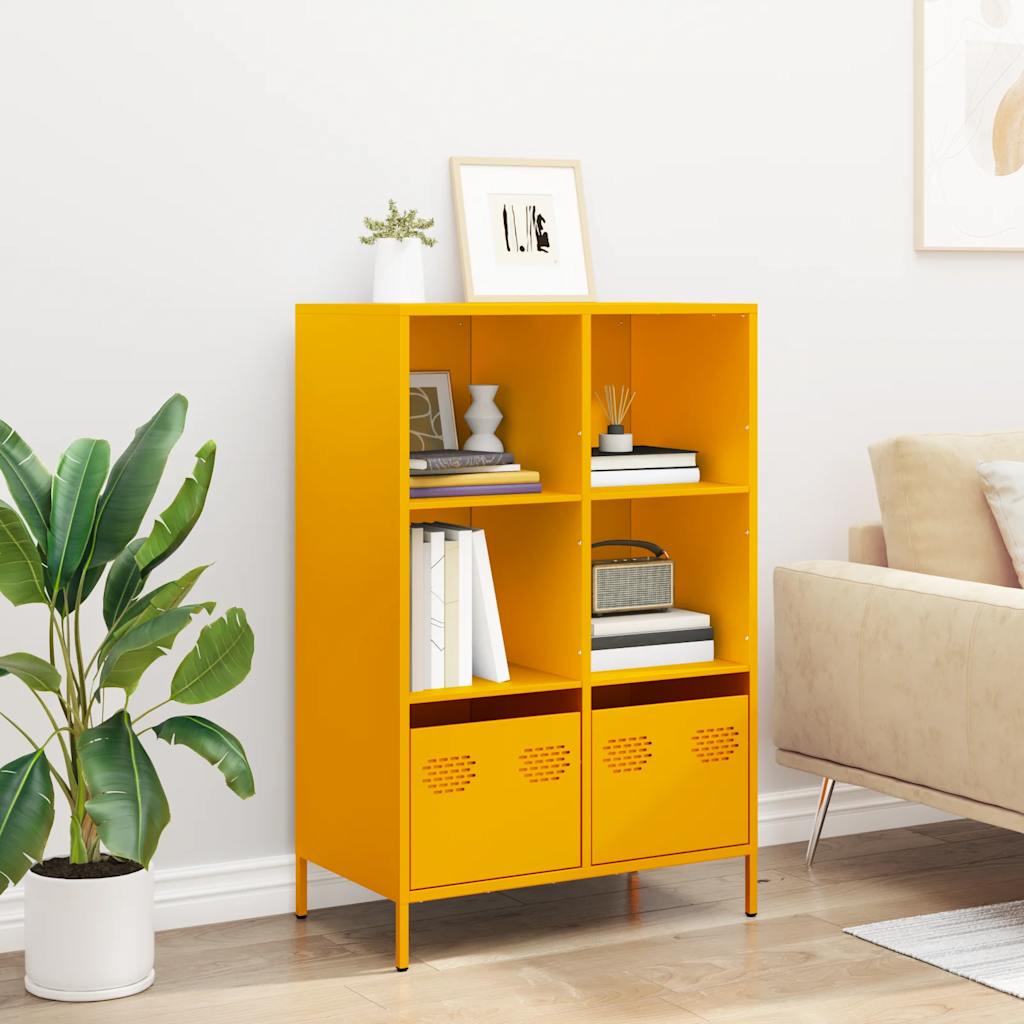 Vidaxl hoge kast 68x39x103,5 cm staal mosterdgeel