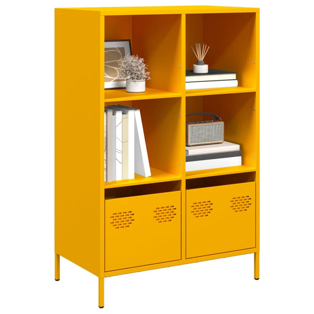 Vidaxl hoge kast 68x39x103,5 cm staal mosterdgeel