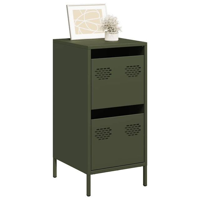 Vidaxl dressoir 35x39x73,5 cm koudgewalst staal olijfgroen