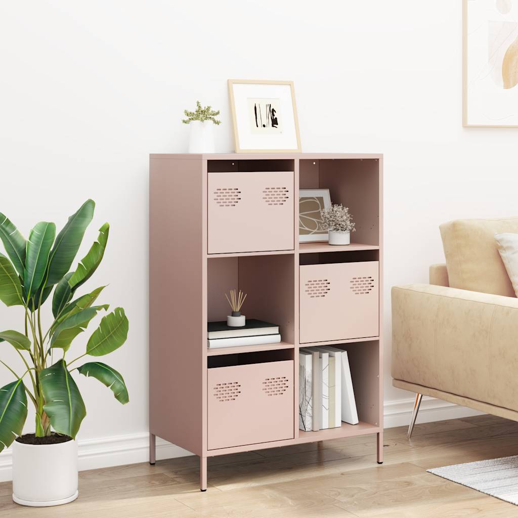 Vidaxl hoge kast 68x39x103,5 cm staal roze