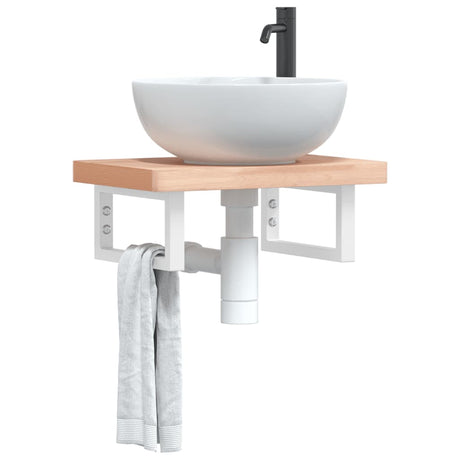 Vidaxl badkamer wandschap staal en massief beukenhout
