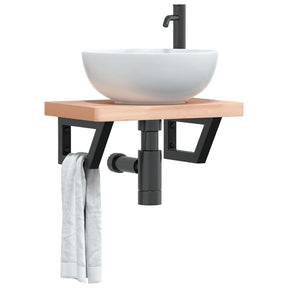 Vidaxl badkamer wandschap staal en massief beukenhout