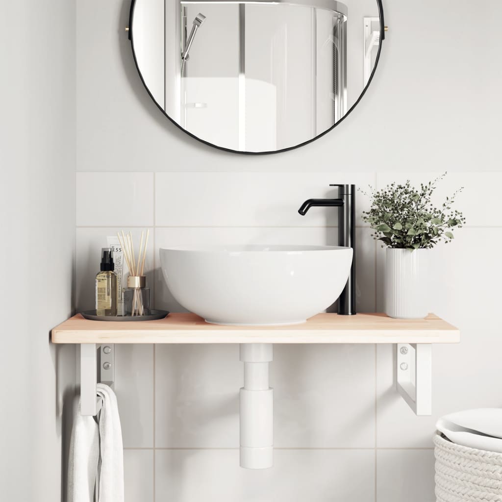 Vidaxl badkamer wandschap staal en massief eikenhout